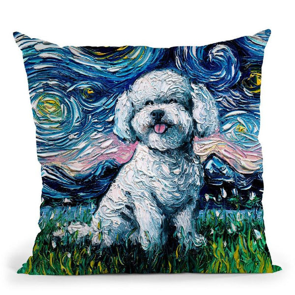 Bichon Frise Throw Pillow by Aja Trier