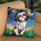 Shih Tzu Night Throw Pillow by Aja Trier