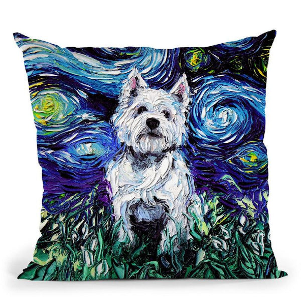 Westie Throw Pillow by Aja Trier