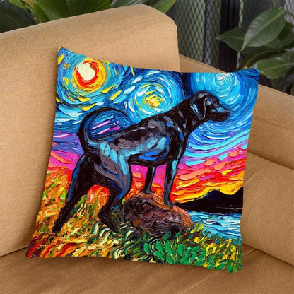 Black Labrador Ii Throw Pillow by Aja Trier