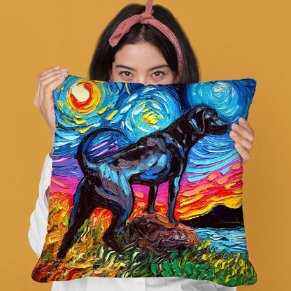 Black Labrador Ii Throw Pillow by Aja Trier