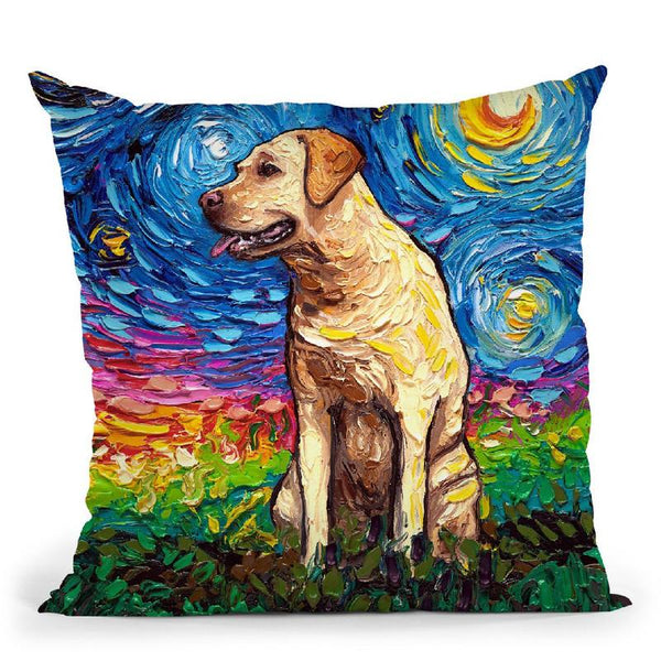 Yellow Labrador Front Throw Pillow by Aja Trier