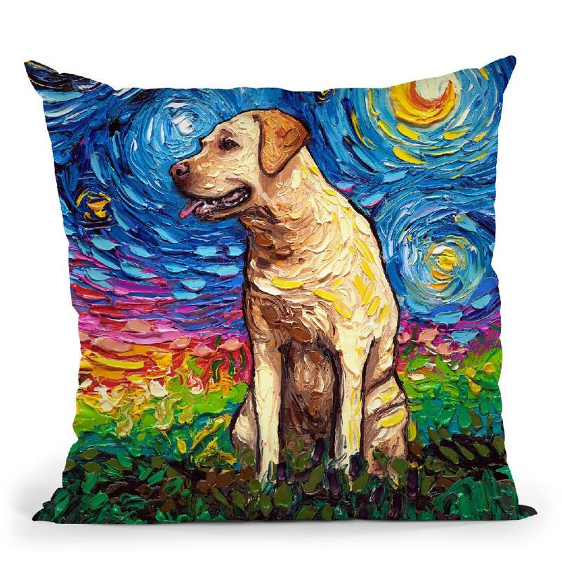 Yellow Labrador Front Throw Pillow by Aja Trier