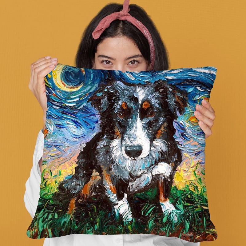 Australianepherd Throw Pillow by Aja Trier