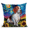 Basset Hound Sunflowers Throw Pillow by Aja Trier