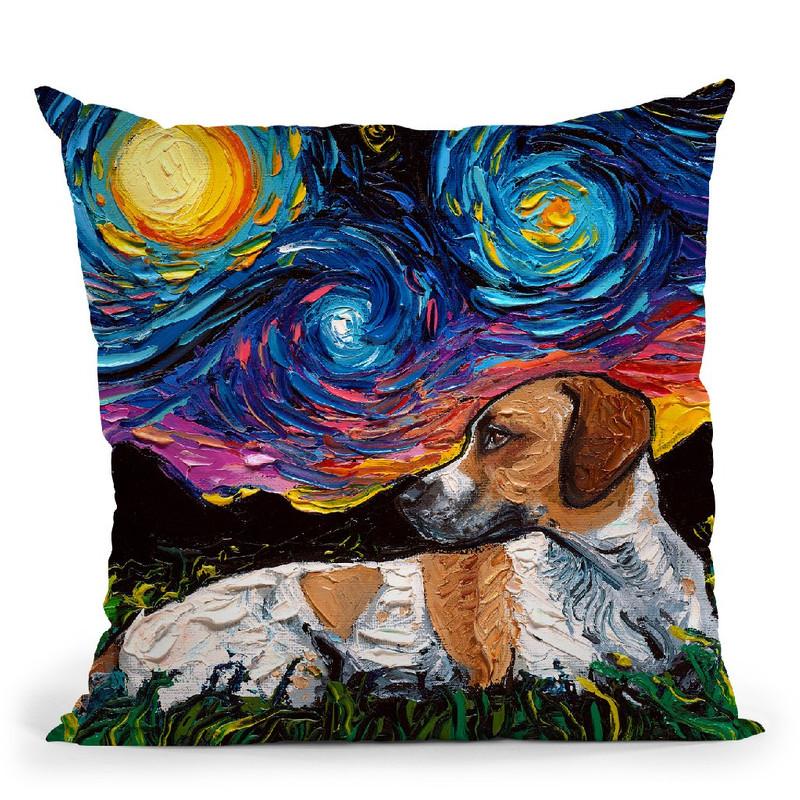 Beagle Mix Throw Pillow by Aja Trier