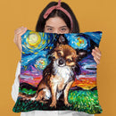 Chihuahua Long Haired Throw Pillow by Aja Trier