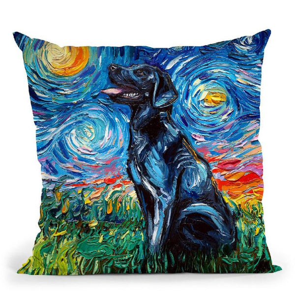 Black Labrador Throw Pillow by Aja Trier