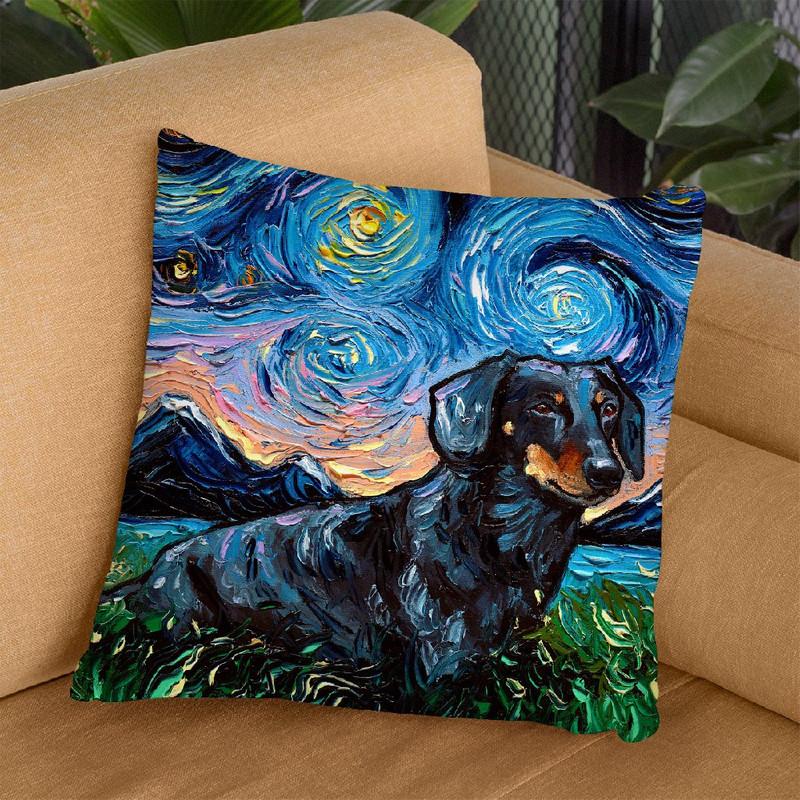 Dachshund Black And Tan Throw Pillow by Aja Trier