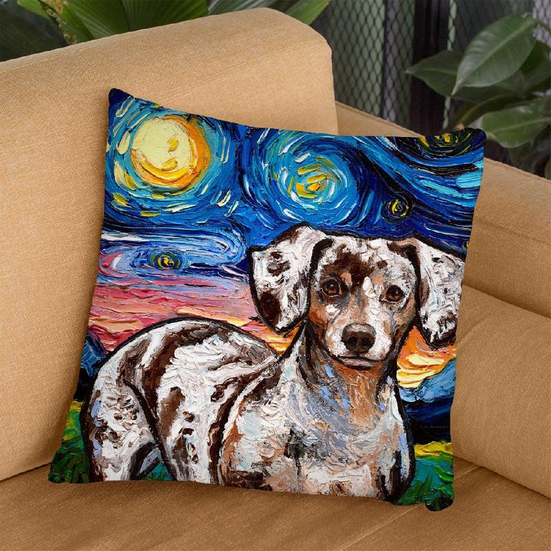 Dachshund Reverse Chocolate Dapple Throw Pillow by Aja Trier