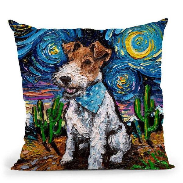 Wire Fox Terrier Throw Pillow by Aja Trier