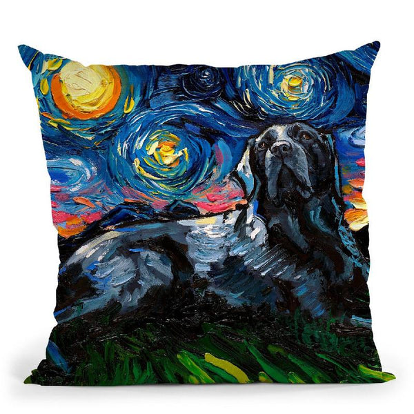 Black Labrador Iii Throw Pillow by Aja Trier