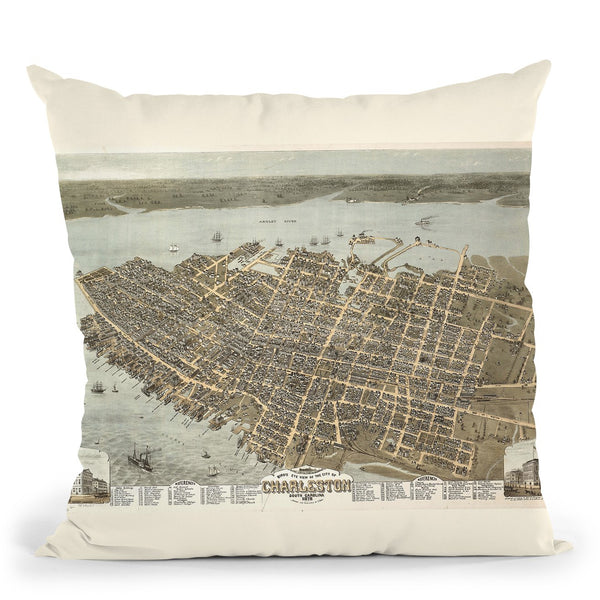 Charleston South Carolina Map 1872 Throw Pillow By Adam Shaw