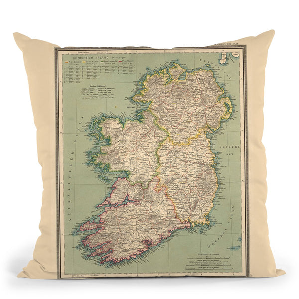 Ireland Map 1888 Throw Pillow By Adam Shaw