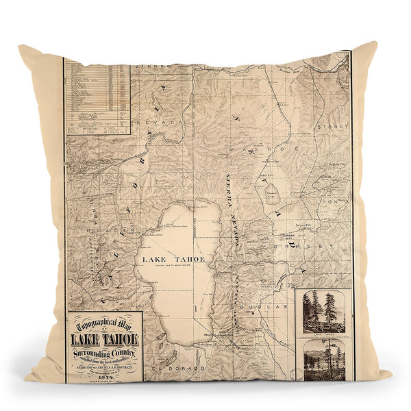 Lake Tahoe Ca 1874 Throw Pillow By Adam Shaw