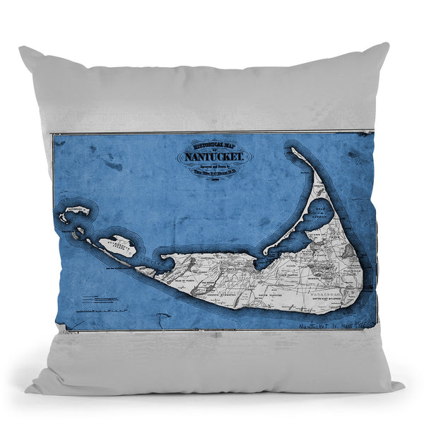 Nantucket 1869 Blue And White Ocean Throw Pillow By Adam Shaw