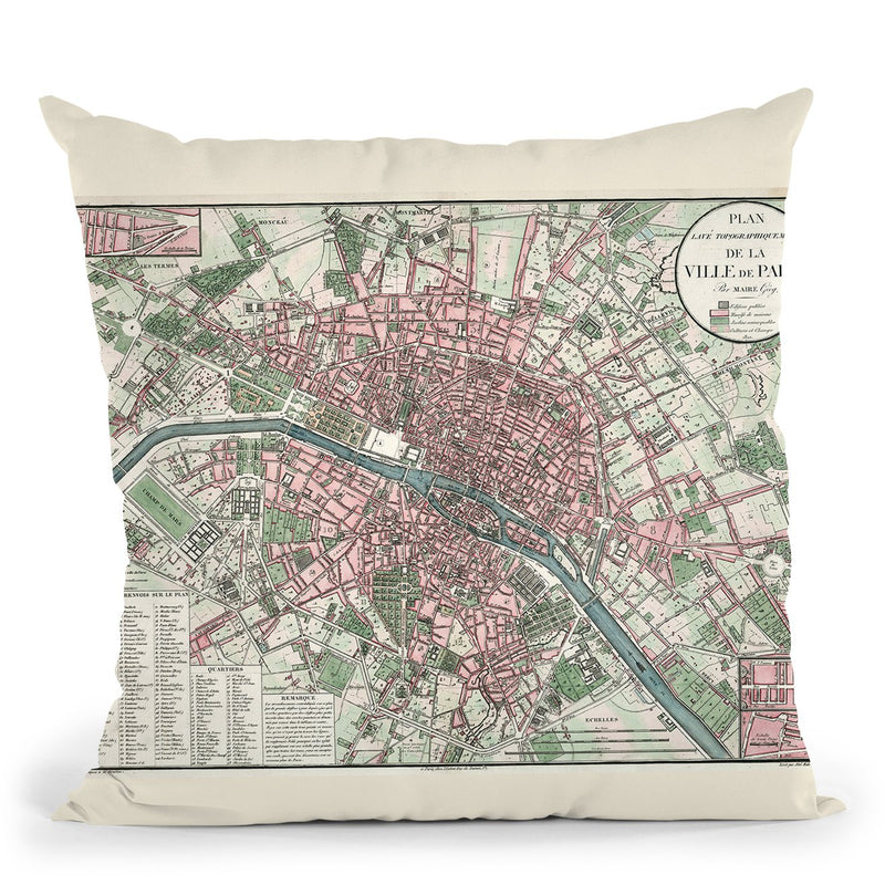 Paris France 1821 Throw Pillow By Adam Shaw