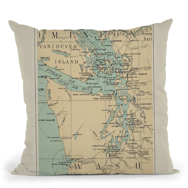 Puget Sound 1898 Map Throw Pillow By Adam Shaw