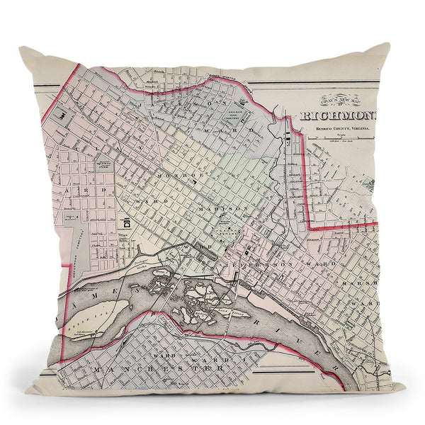 Richmond Virginia 1884 Throw Pillow By Adam Shaw