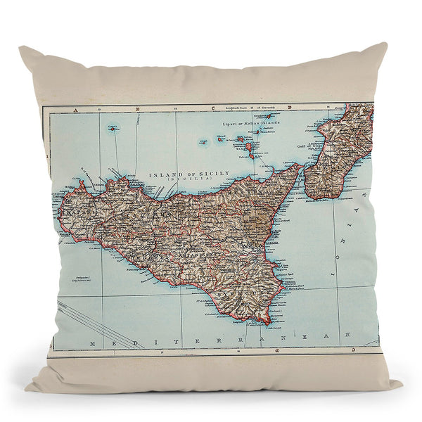 Sicily 1900 Cartog 2 Throw Pillow By Adam Shaw