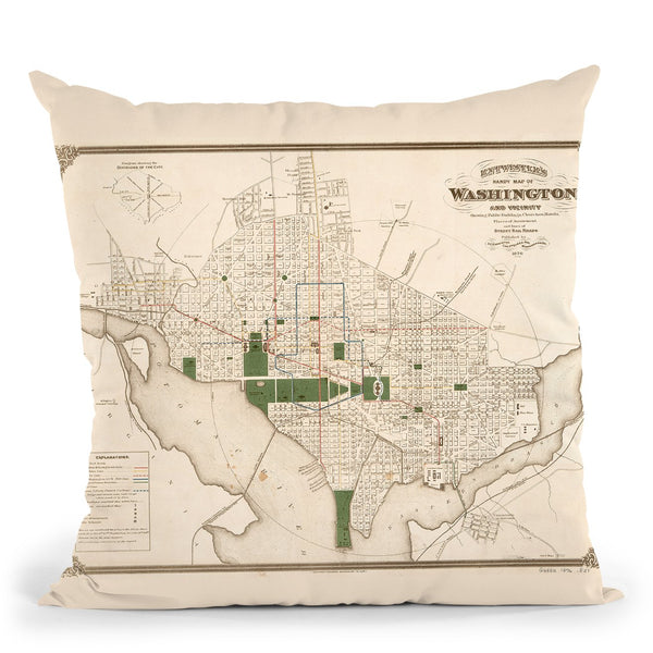 Washington Dc 1876 Throw Pillow By Adam Shaw