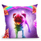 Rainbow Space Pug With Pizza And Doughnut Throw Pillow By Skyler Hill