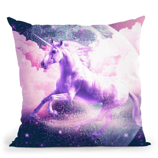 Flying Space Galaxy Unicorn Throw Pillow By Skyler Hill