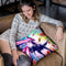 Laser Eyes Space Cat Riding Dog And Dinosaur Throw Pillow By Skyler Hill