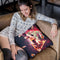 Space Cat Eating Pizza - Rainbow Laser Eyes, Burrito Throw Pillow By Skyler Hill