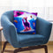Laser Eyes Space Cat Riding On Surfing Llama Unicorn Throw Pillow By Skyler Hill