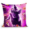 Laser Eyes Space Cat Riding Sloth, Llama - Rainbow Throw Pillow By Skyler Hill