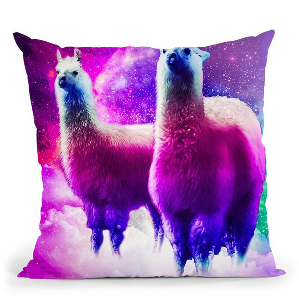 Rainbow Llama In Space Throw Pillow By Skyler Hill