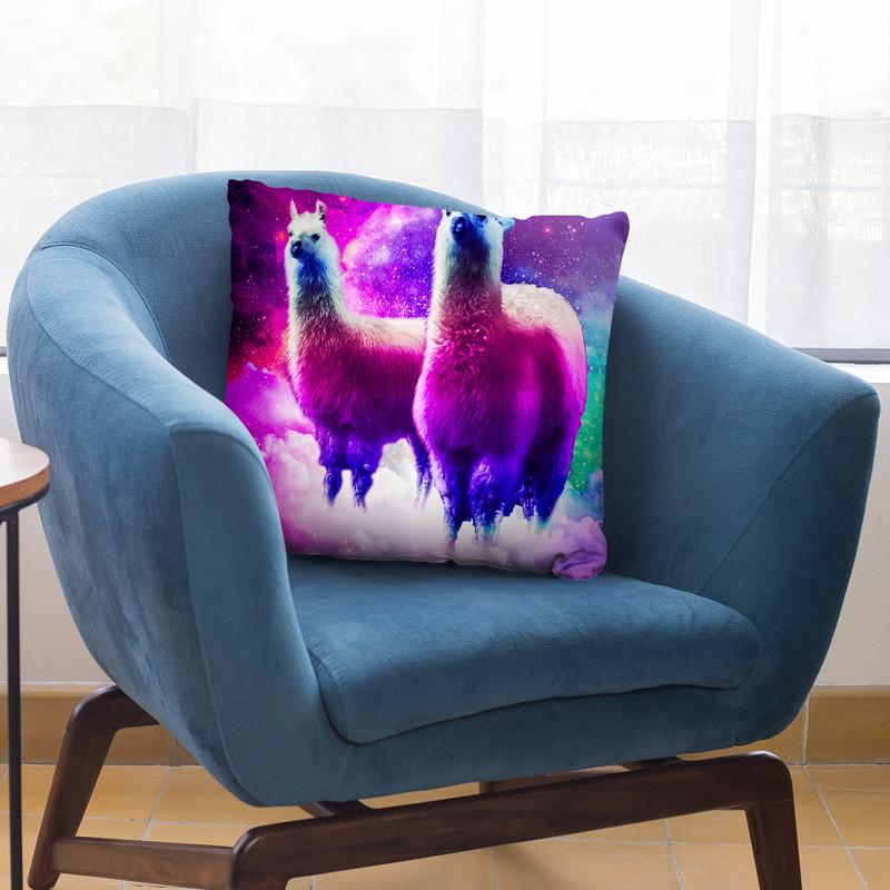 Rainbow Llama In Space Throw Pillow By Skyler Hill