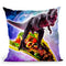Tyrannosaurus Rex Dinosaur Riding Taco In Space Throw Pillow By Skyler Hill