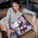 Space Pug Riding Dinosaur Unicorn - Pizza & Taco Throw Pillow By Skyler Hill
