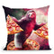 Funny Space Sloth With Pizza Throw Pillow By Skyler Hill