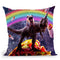 Space Pug Riding Dinosaur Unicorn - Taco & Burrito Throw Pillow By Skyler Hill