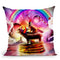 Cat Riding Hippo With Pancakes And Milkshake Throw Pillow By Skyler Hill