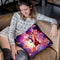 Thug Space Cat On Giraffe Unicorn - Pizza Throw Pillow By Skyler Hill