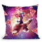 Thug Space Cat On Polar Bear Unicorn - Pizza Throw Pillow By Skyler Hill