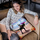 Pug Riding Dinosaur With Chicken Nuggets And Cola Throw Pillow By Skyler Hill