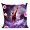 Outer Space Pug Riding Giraffe Unicorn - Donut Throw Pillow By Skyler Hill