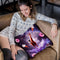 Outer Space Pug Riding Giraffe Unicorn - Donut Throw Pillow By Skyler Hill