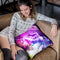 Rainbow Space Pug Riding On Flying Unicorn With Taco Throw Pillow By Skyler Hill
