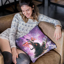 Lazer Warrior Space Cat Riding Turtle With Pizza Throw Pillow By Skyler Hill