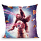 Laser Eyes Space Cat Riding Sloth, Dog - Rainbow Throw Pillow By Skyler Hill