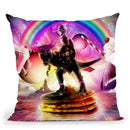 Cat Riding Dinosaur With Pancakes And Milkshake Throw Pillow By Skyler Hill