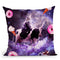 Outer Space Cat Riding Cow Unicorn - Donut Throw Pillow By Skyler Hill