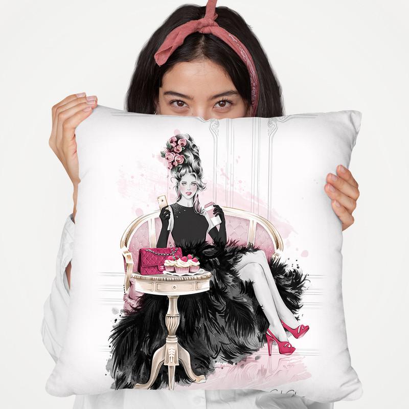 Let Them Eat Cupcakes Throw Pillow By Cristina Alonso