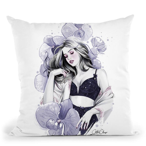 Midnight Orchid Throw Pillow By Cristina Alonso